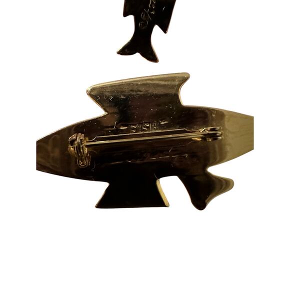 Laurel Burch Enamel Fish Hoop Earrings and Brooch Jewelry Set - Picture 2 of 5